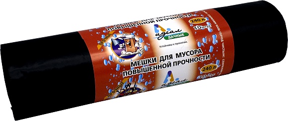 Мешки мусорные ПВД 240л 88x140см В рулонах (Дачные, по 10 шт) Идеал (х1/10) [упаковка]