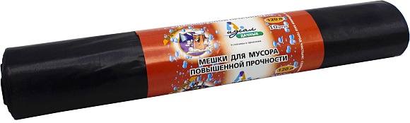 Мешки мусорные ПВД 120л 70x110см В рулонах (Дачные, по 10 шт) Идеал (х1/15) [упаковка]